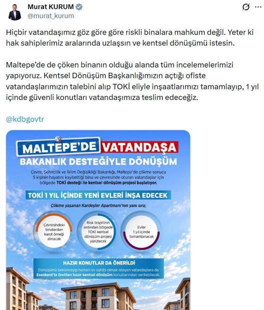 Bakan Kurum: Hiçbir vatandaşımız riskli binalara mahkum değil