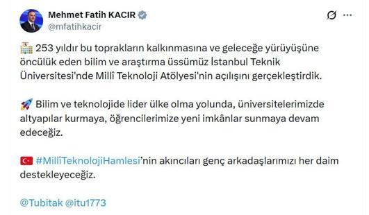 Bakan Kacır: Öğrencilerimize yeni imkanlar sunmaya devam edeceğiz