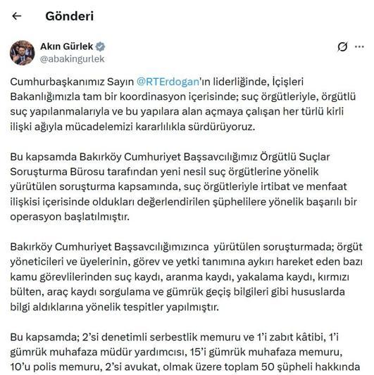 Suç örgütleriyle irtibatlı şüphelilere operasyonda 50 gözaltı kararı