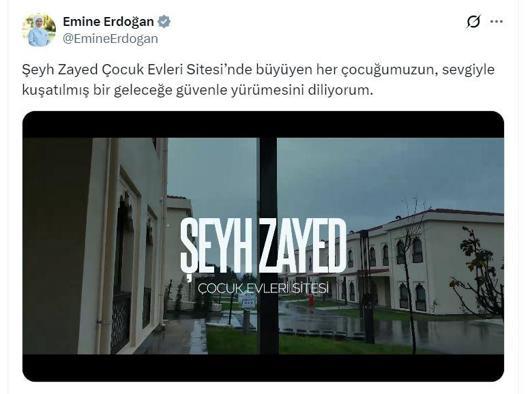 Emine Erdoğandan Şeyh Zayed Çocuk Evleri Sitesine ilişkin paylaşım