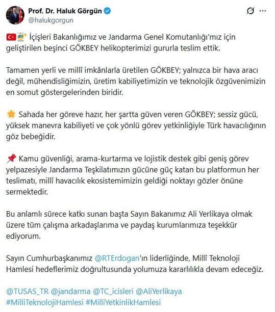 5inci Gökbey helikopteri, Jandarma Havacılık Komutanlığı envanterine alındı