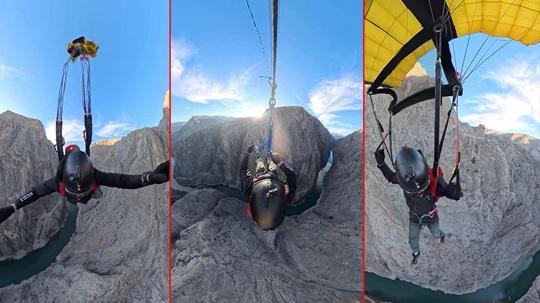 Karanlık Kanyon’da base jump atlayışı nefesleri kesti