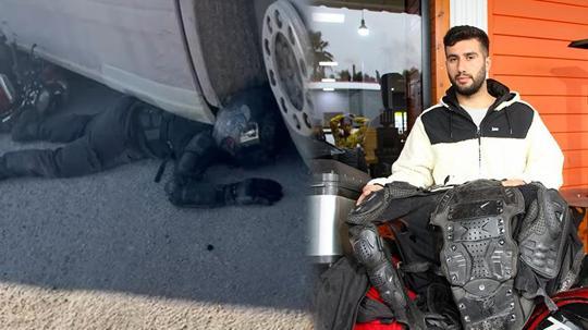 Motosikleti ile TIR'ın altında kalıp sıkışan kurye: Ekipmanlarım sayesinde hayattayım