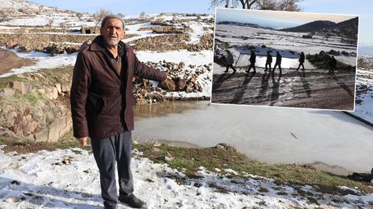 Erciyes'in eteklerinde heyelan riski nedeniyle taşınan mahalledeki bin yıllık 'Roma havuzu' tahrip edildi