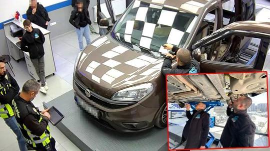 Satış sonrası ekspertize götürülen hafif ticari aracın alt kısmı ‘zulaya’ dönüştürülmüş