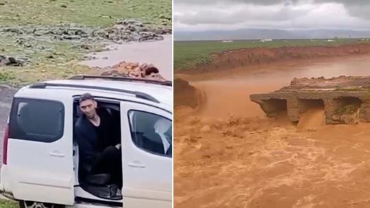 Mardin’de sağanak nedeniyle köprü yıkıldı, 'dünyanın en uzun adamı' yolda kaldı