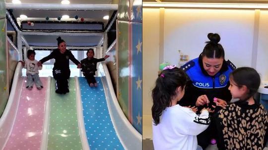 Polisler, ilkokul öğrencilerinin bayramını etkinlikle kutladı