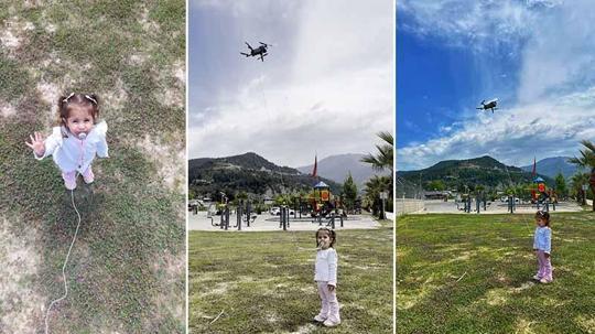 2 yaşındaki İnci, emziğe dronla veda etti