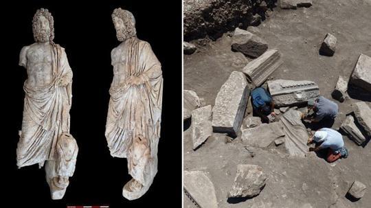 Aspendos'ta 'sağlık tanrısı' ve oğlunun heykeli bulundu
