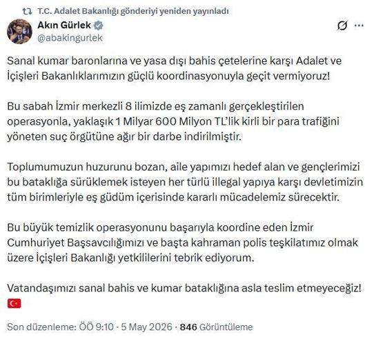 İzmir merkezli 8 ilde suç örgütü operasyonu