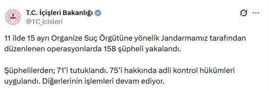 11 ilde 15 ayrı organize suç örgütüne operasyon; 71 tutuklama