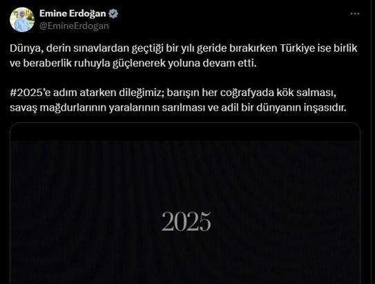 Emine Erdoğandan yeni yıl mesajı