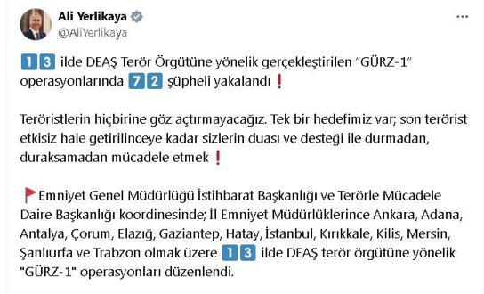 13 ilde DEAŞa operasyon: 72 gözaltı