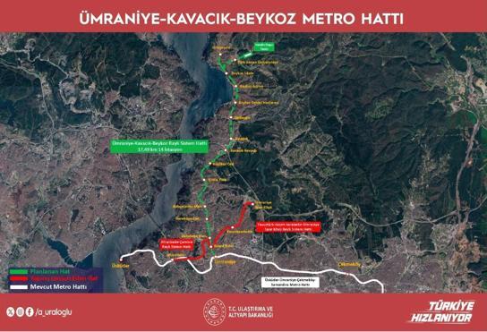 Ümraniye-Kavacık-Beykoz raylı sistem hattının yapımını Ulaştırma ve Altyapı Bakanlığı üstlendi