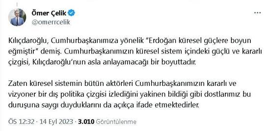 AK Partili Çelik: Cumhurbaşkanımızın kararlı çizgisi, Kılıçdaroğlunun anlamayacağı boyuttadır