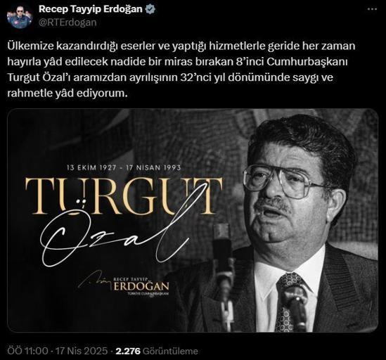 Cumhurbaşkanı Erdoğan, Turgut Özalı andı