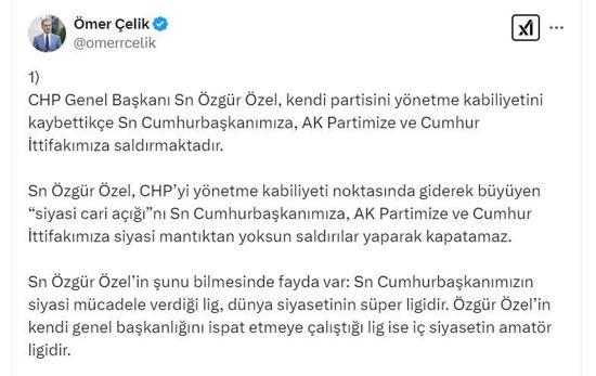 AK Partili Çelik: Özel, siyasi cari açığını siyasi mantıktan yoksun saldırılar yaparak kapatamaz