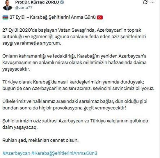 AK Partili Zorlu, 2nci Karabağ Savaşı şehitlerini andı