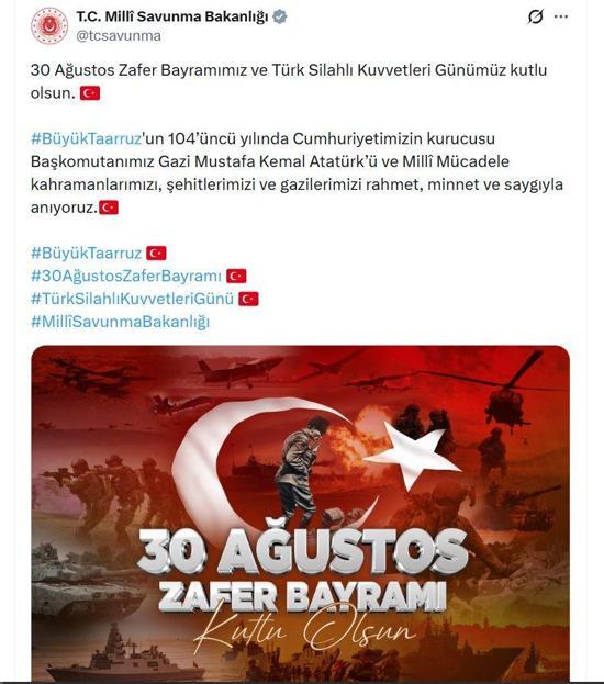 MSBden 30 Ağustos Zafer Bayramı paylaşımı