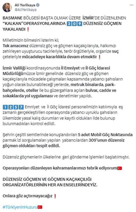 İzmir’de Kalkan operasyonu; 309 kaçak göçmen yakalandı