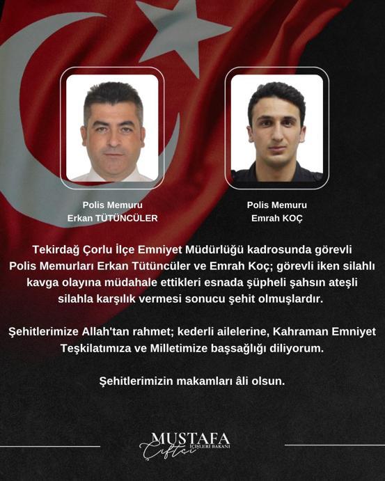 Tekirdağda silahlı kavga ihbarına giden polislere ateş açıldı: 2 şehit