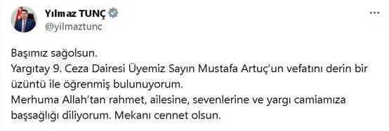 Yargıtay 9uncu Ceza Dairesi Üyesi Mustafa Artuç, vefat etti