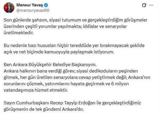Mansur Yavaş: Görüşmenin tek gündemi Ankaraydı