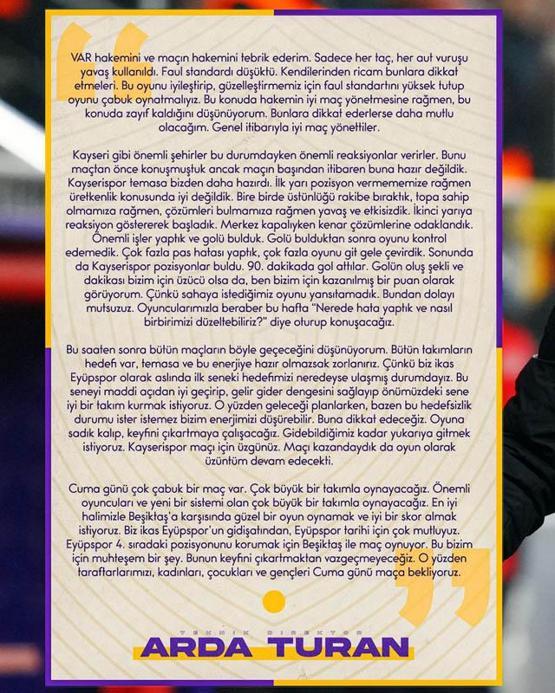 Arda Turandan Beşiktaş ve Kayserispor maçı yorumu