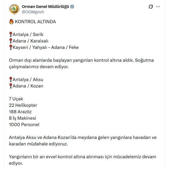 OGM: 4 orman yangını kontrol altına alındı