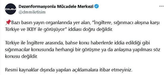 DMMden, İngiltere ile sığınmacı görüşmeleri iddiasına yalanlama