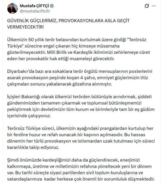 Bakan Çiftçi: Terörsüz Türkiye sürecine engel çıkaran hiç kimseye müsamaha gösterilmeyecek