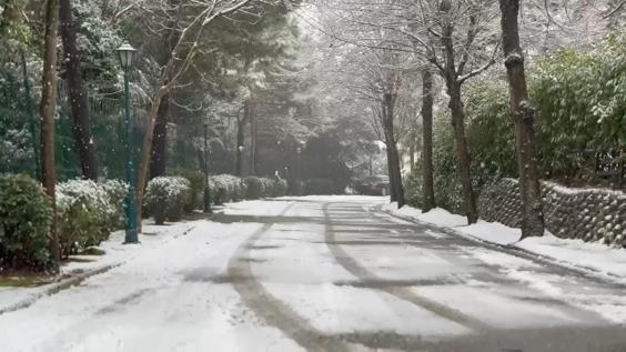 İstanbulun bazı bölgelerinde kar yağışı etkili oluyor; Çamlıca Tepesi beyaza büründü