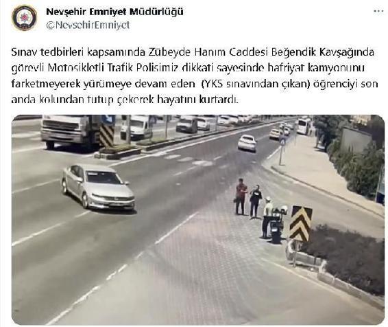 Öğrenciyi hafriyat kamyonunun altında kalmaktan kurtaran polise başarı belgesi