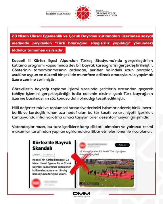 DMMden Türk bayrağına saygısızlık iddialarına yönelik açıklama