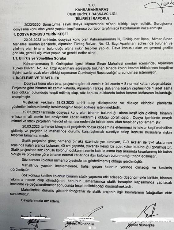 36 kişinin öldüğü apartmanda kesilmiş kolon tespit edildi