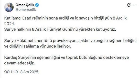 AK Partili Çelik: Suriye halkının Hürriyet Gününü yürekten kutluyoruz