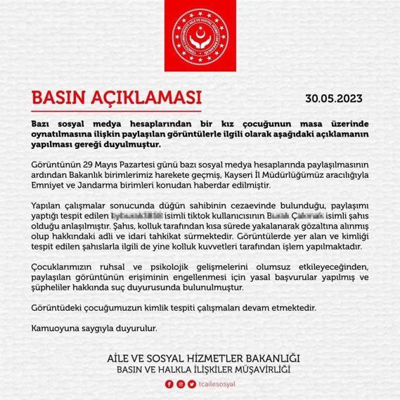 Kayseri Valiliğinden alkol alınan masada kız çocuğu oynatılmasıyla ilgili açıklama