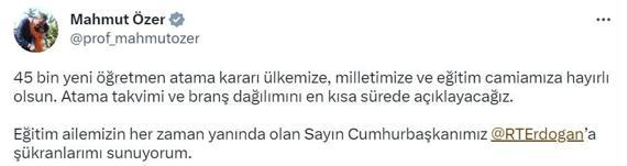 Cumhurbaşkanı Erdoğan: 45 bin yeni öğretmen ataması yapacağız