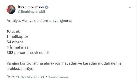 Antalyada orman yangını