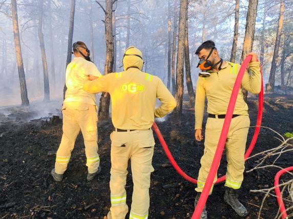 Boluda 8,5 saatte kontrol altına alınan orman yangınında soğutma çalışmaları sürüyor