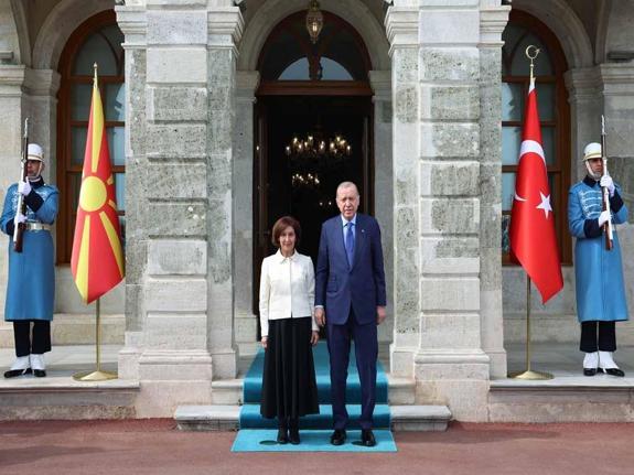 Cumhurbaşkanı Erdoğan, Kuzey Makedonya Cumhurbaşkanı Davkova ile bir araya geldi