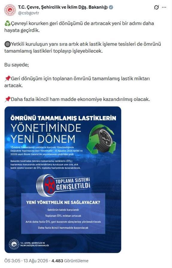 Atık lastik işleme tesisleri, ömrünü tamamlamış lastikleri toplayıp işleyebilecek