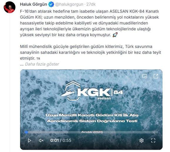 F-16dan atılan ASELSAN KGK-84 Kanatlı Güdüm Kiti, hedefi tam isabetle vurdu