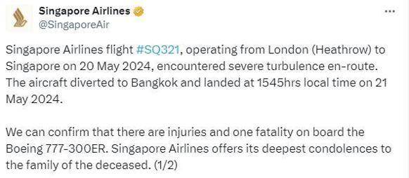Londra-Singapur uçuşunda türbülans: 1 ölü