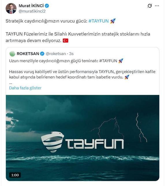Yerli füze TAYFUN, hedefi tam isabetle vurdu
