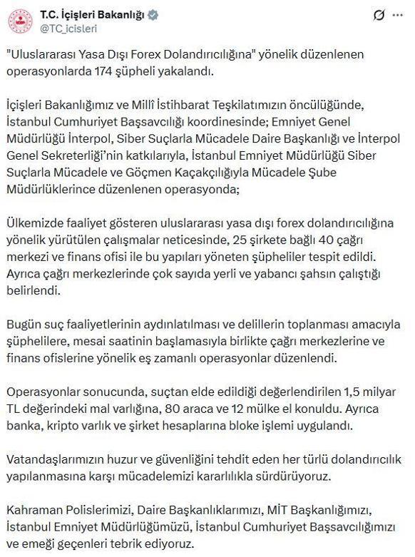 Yasa dışı forex dolandırıcılığı operasyonu: 174 gözaltı