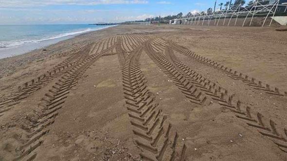 Caretta yuvası kumullar, iş makinesiyle ezildi