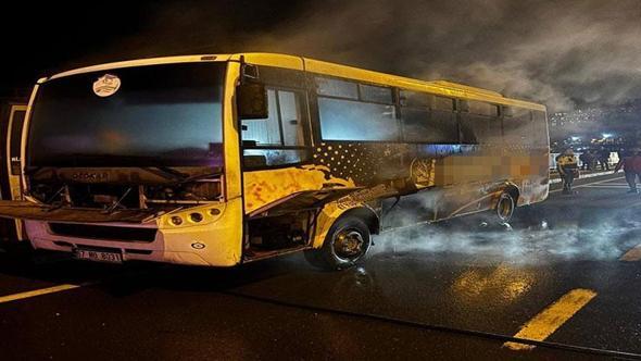 Zonguldak’ta seyir halindeki halk otobüsü yandı