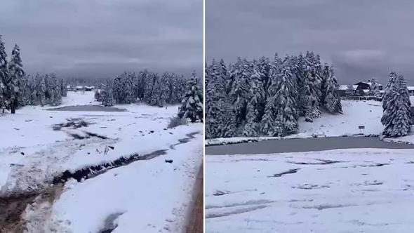 Arkut Dağı'nda kar kalınlığı 10 santime ulaştı