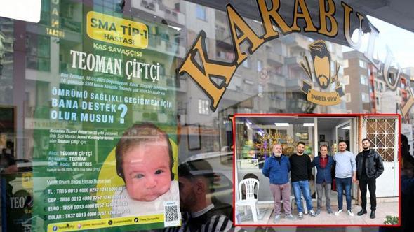 Kuşadası’nda erkek kuaförleri SMA’lı Teoman bebek için seferber oldu